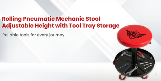 Rolling Pneumatic Mechanic Stool – Adjustable Height with Tool Tray Storage