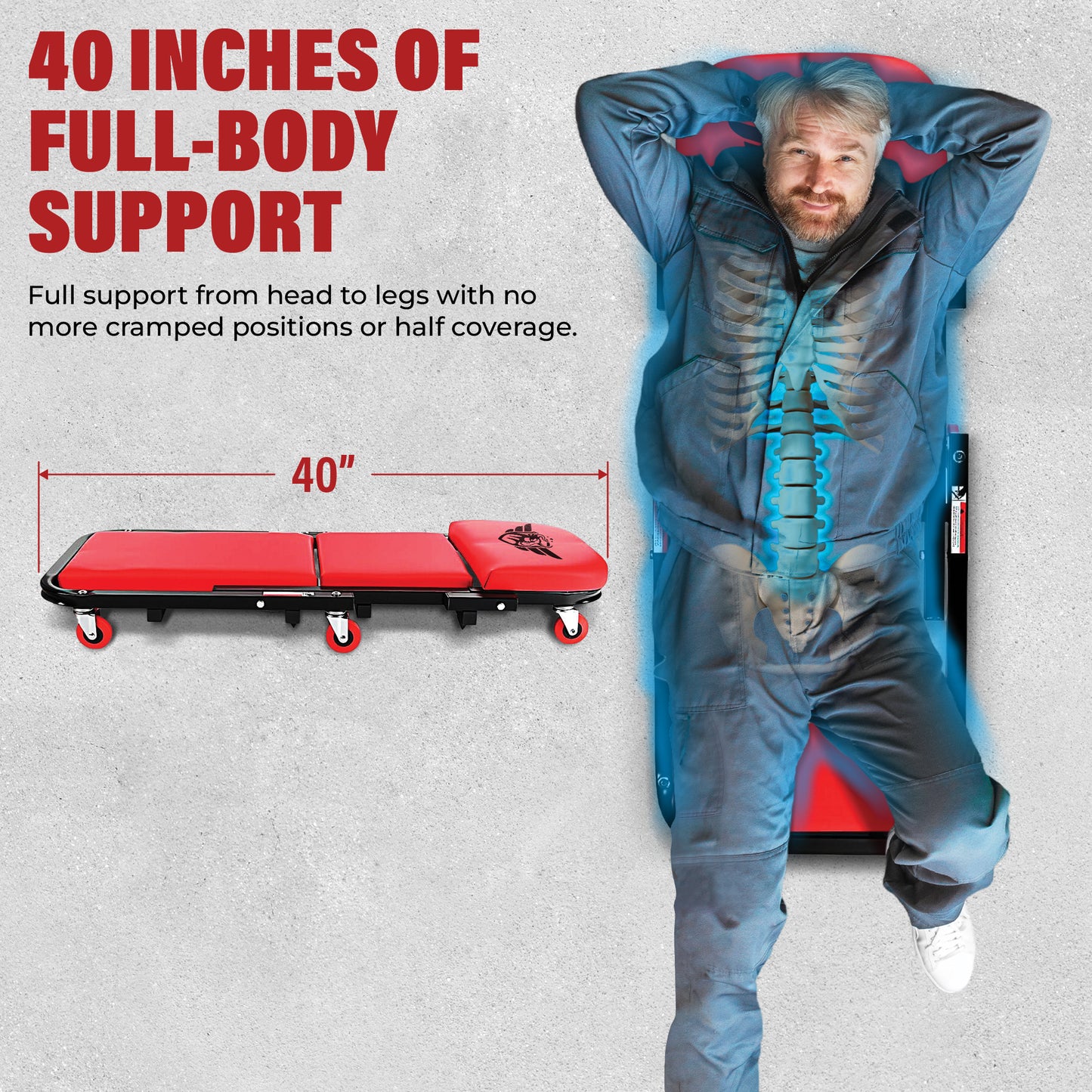 Foldable Z Mechanic Creeper 2 in 1 Bench & Seat 40 in