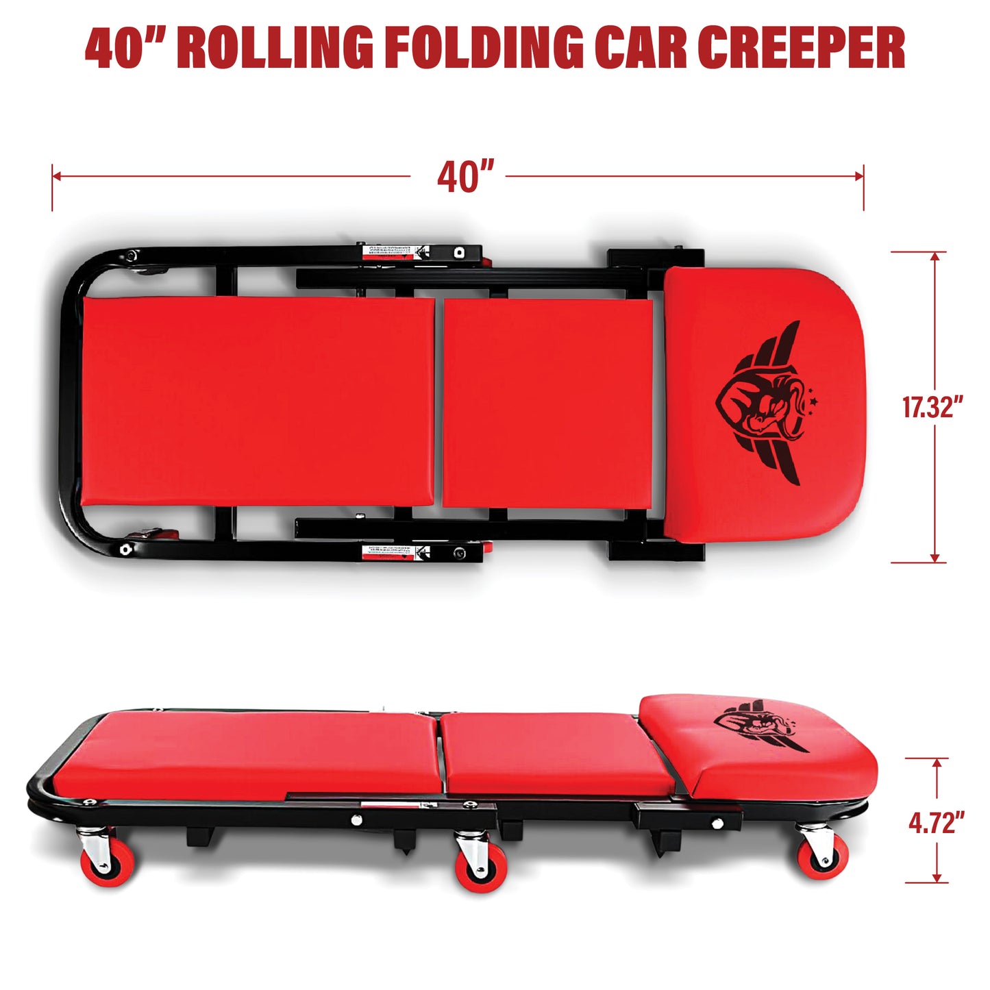 Foldable Z Mechanic Creeper 2 in 1 Bench & Seat 40 in