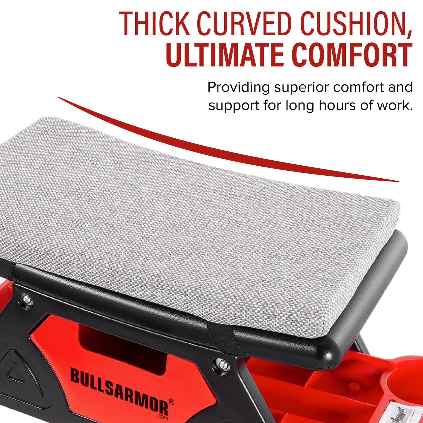 Bullsarmor kneeling pad with thick curved cushion on a white background