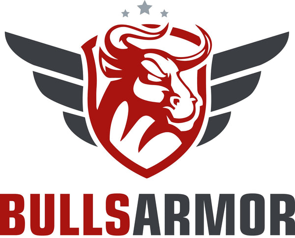 Bulls Armor logo with a bull head on a shield and wings, on a white background.