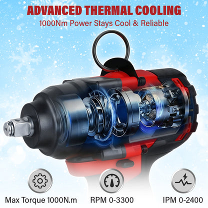 Cordless Impact Wrench 1000 Nm All-In-One Kit High Torque Power Tool 20V
