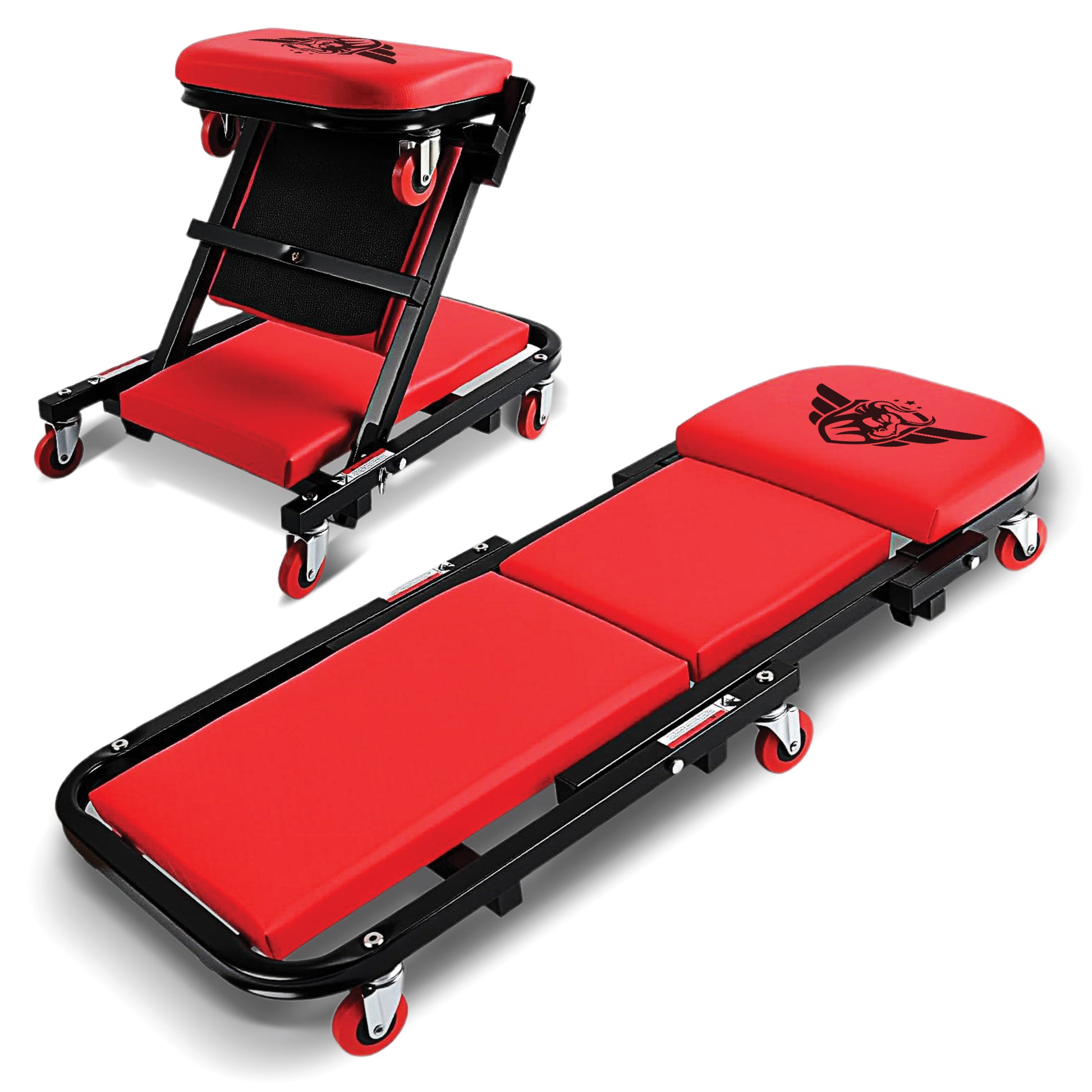 40" Foldable Z Creeper Seat Rolling Chair Mechanics Shop Garage Work Stool RED E - Foto 6