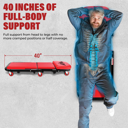 Foldable Z Mechanic Creeper 2 in 1 Bench & Seat 40 in