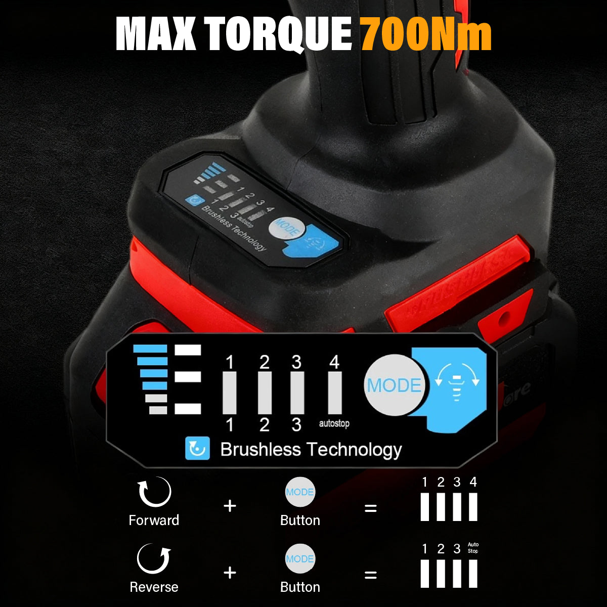 Cordless Impact Wrench 700 Nm All-In-One Kit High Torque Power Tool 20V