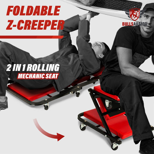 Foldable Z Mechanic Creeper - 2 in 1 Bench & Seat - 36 in