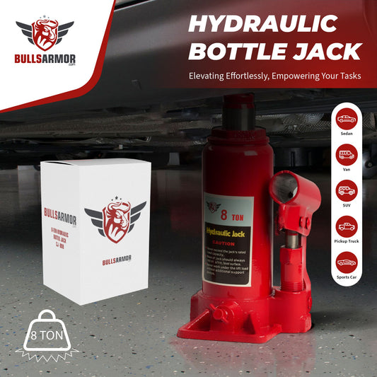 Hydraulic Car Jack - 8 Ton Bottle Jack - Extended Pump Handle