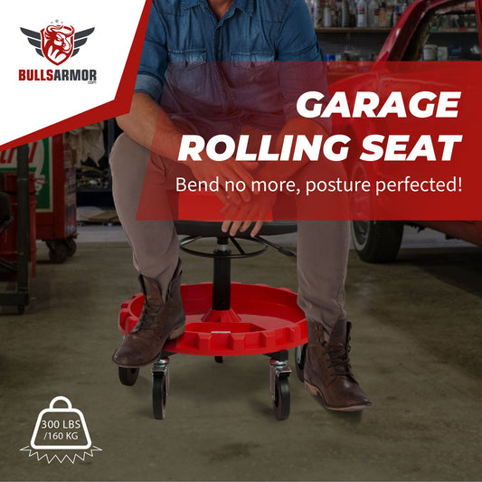 Rolling Mechanic Chair - Backrest - Oversized Cushion with Tool Plate