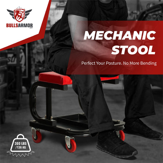 Rolling Mechanic Seat - Padded Stool - Tool Tray Storage