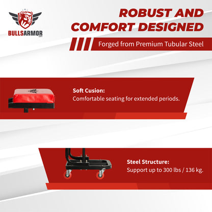 Advertisement for Bulls Armor product highlighting robust design and comfort features.