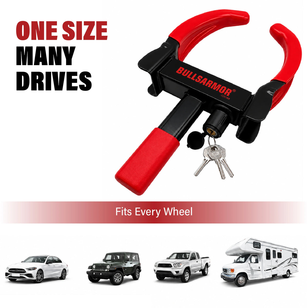Heavy Duty Wheel Lock  Universal Adjustable Anti Theft Tire Clamp with 3 Keys