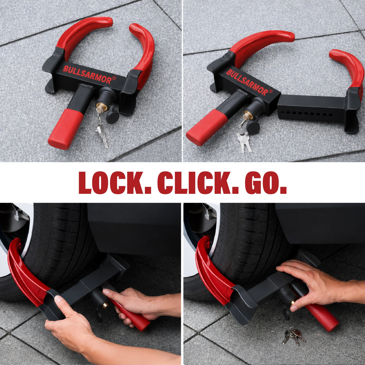 Heavy Duty Wheel Lock  Universal Adjustable Anti Theft Tire Clamp with 3 Keys