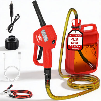 BullsArmor Portable Fuel Transfer Pump - 4.2 GPM