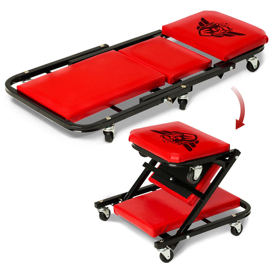 Foldable Z Mechanic Creeper - 2 in 1 Bench & Seat - 36 in