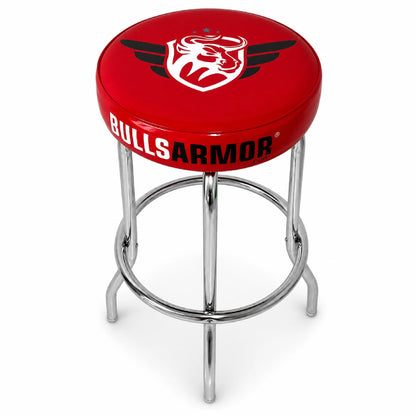 360° Swivel Bar Stool with ArmorFlex Cushion  Heavy-Duty Chrome Frame, Glossy Red