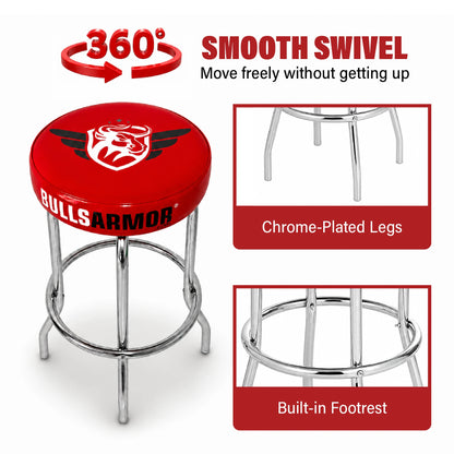 360° Swivel Bar Stool with ArmorFlex Cushion  Heavy-Duty Chrome Frame, Glossy Red