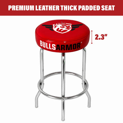 360° Swivel Bar Stool with ArmorFlex Cushion  Heavy-Duty Chrome Frame, Glossy Red