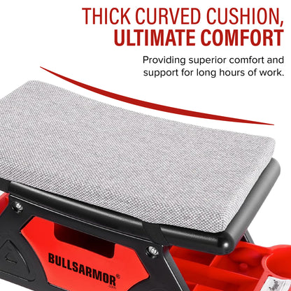Bullsarmor kneeling pad with thick curved cushion on a white background