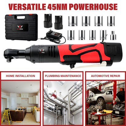 Cordless Ratchet Wrench 45 Nm All-In-One Kit High Torque Power Tool 12V