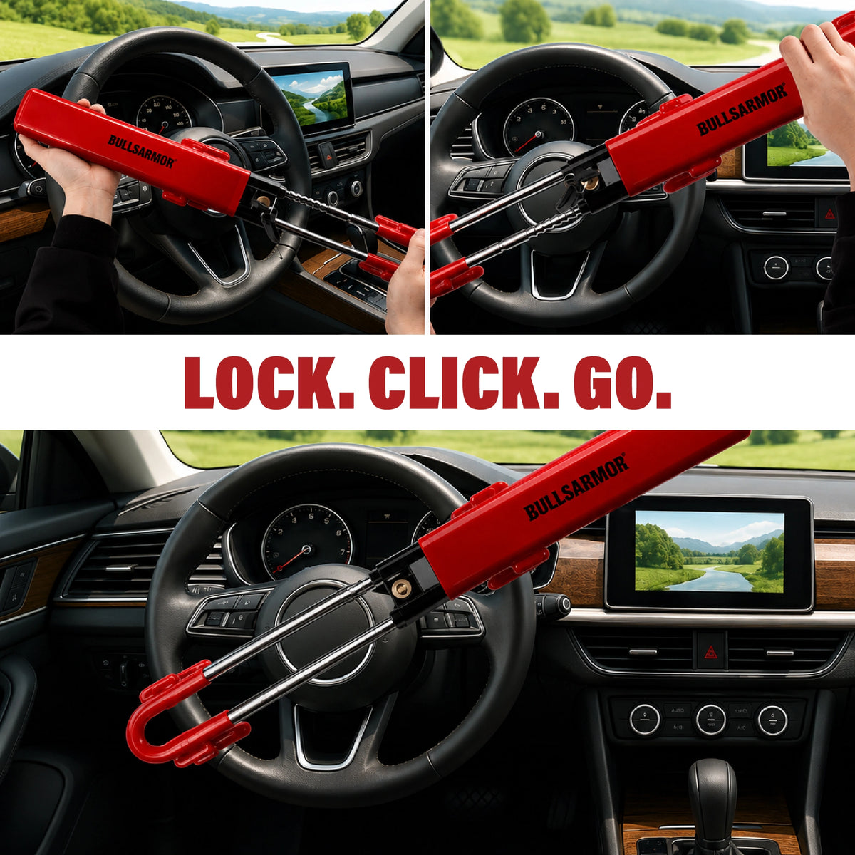 Heavy Duty Steering Wheel Lock  Universal Anti Theft Security Lock